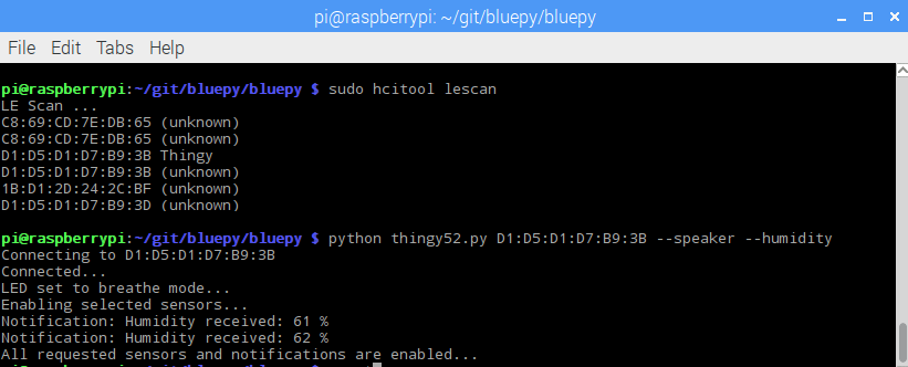 sudo hcitool lescan and Python Thingy run