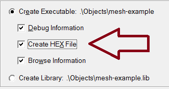 Remember to create a hex file!