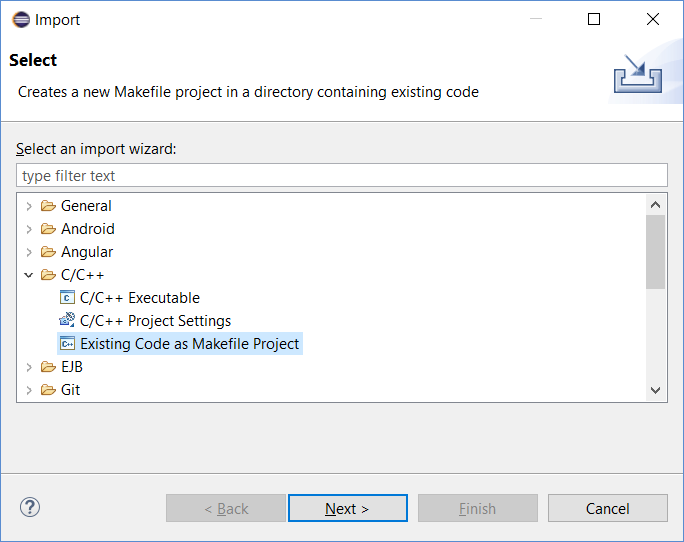 Importando projeto baseado em Makefile