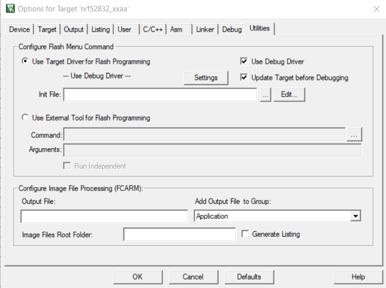 List devices. Флешка target. J Flash. Project defaults. Project options.