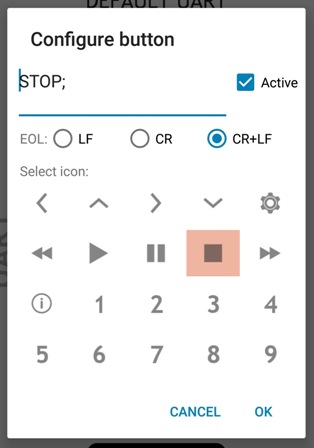 nRF Toolbox - UART - button command editor