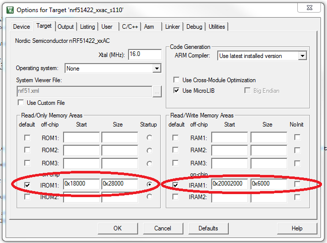 How do I switch the target from a Nrf51422_xxAC to Nrf51422_xxAB in ...