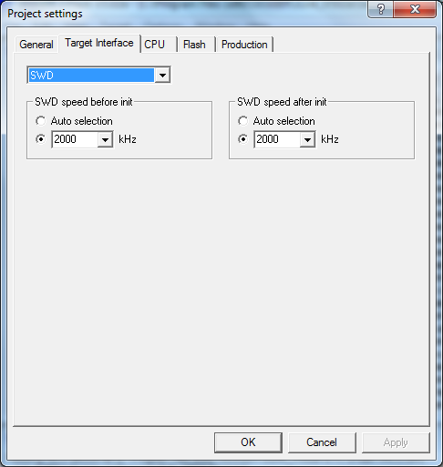 J-Flash settings