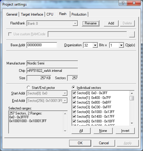 J-Flash settings