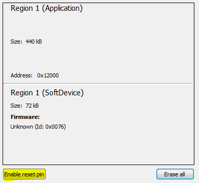 Reset pin enable in nRFgo