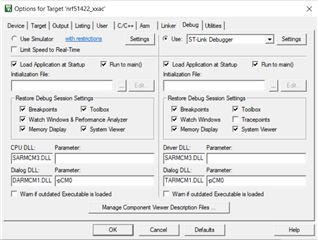 debugger settings