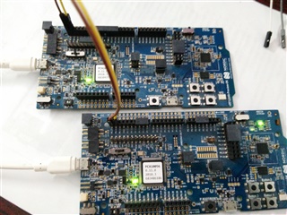 two nrf52840 dk connected