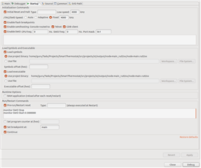 Eclipse JLink Debug Config - Startup Tab