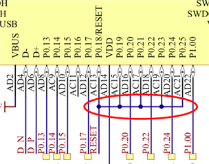 schematic fragment showing pins