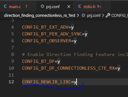 NRF Connect SDK V2.0.0 Direction Fiding RX Example Cannot Found Stdio.h ...