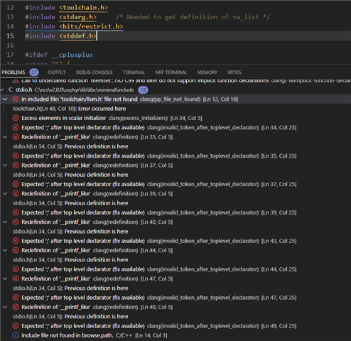 NRF Connect SDK V2.0.0 Direction Fiding RX Example Cannot Found Stdio.h ...