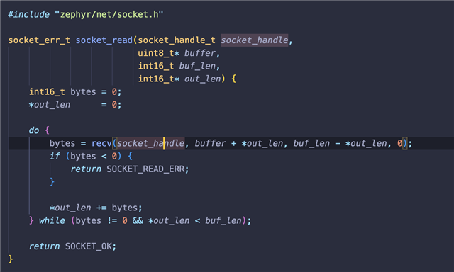 Function to read incoming bytes