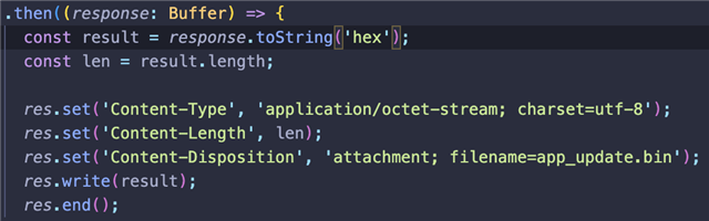 Data sent in a hex string format