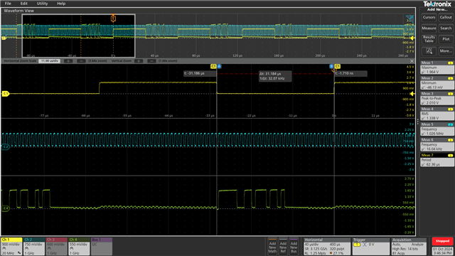 Oscilloscope of pins of mic LRCK,SCK,DATA