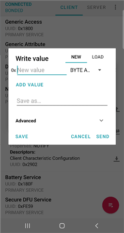 [nRF Connect for Android] Send HEX value through Uart characteristics ...