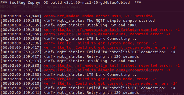 Modem error: 0x10, PC: 0x111df4 on booting nrf9160DK with