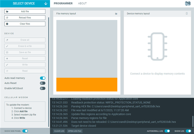 NRF Connect SDK - NRF52833 DK: 'Erase And Write' Option Greyed Out In ...