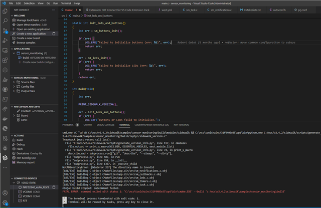 sidwwalk Sensor monitoring application failed to build FATAL ERROR ...
