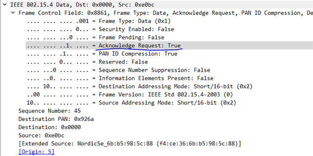 zigbee packet display on wireshark