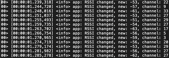 screenshot of RTT viewer with central BLE module