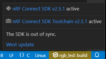 VS Code notification for out of sync SDK