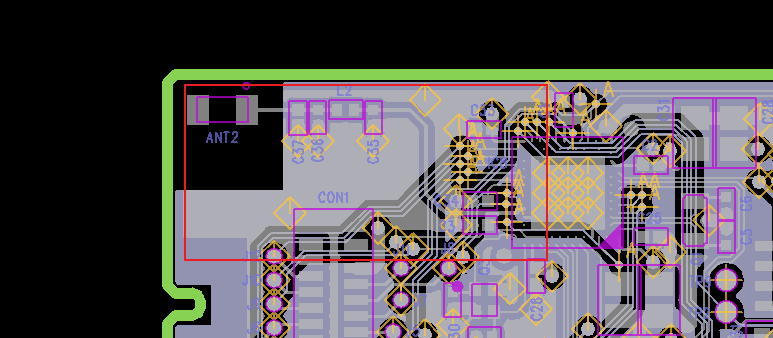 PCB part BLE layers TOP and BOTTOM) (IN2 Ground, IN3 supply)