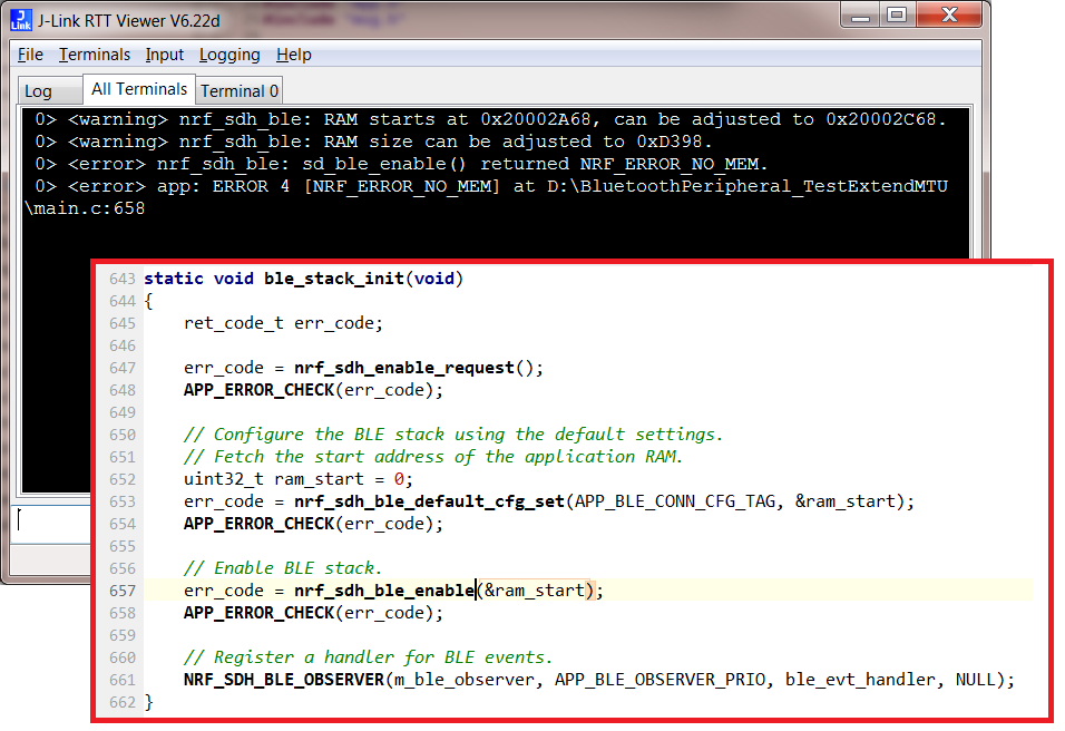 Error in the J-Link RTT Viewer